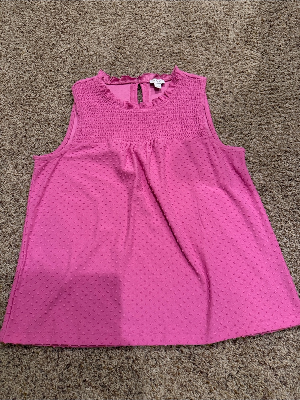 J. Crew Women’s Pink Ruffled Neck Sleeveless Top